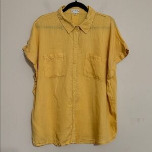 Wonderly Mustard Casual Button Down Shirt women XXL boxy casual vacation lyocell